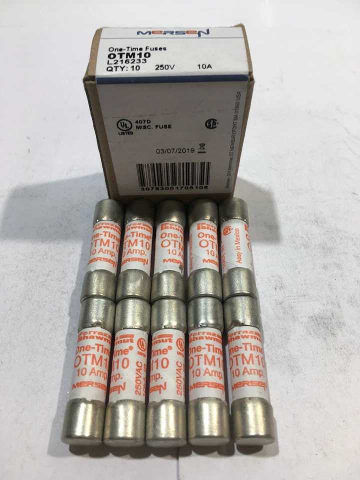 OTM10 FERRAZ SHAWMUT MERSEN OTM10 OTM 10A 250V One-Time Fuse JPSF551 Pack 1/5/10