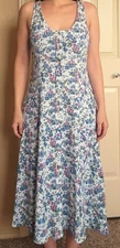 VTG 90s Disorderly Conduct Floral Ribbed Button Midi Dress Cottagecore 7/8 M