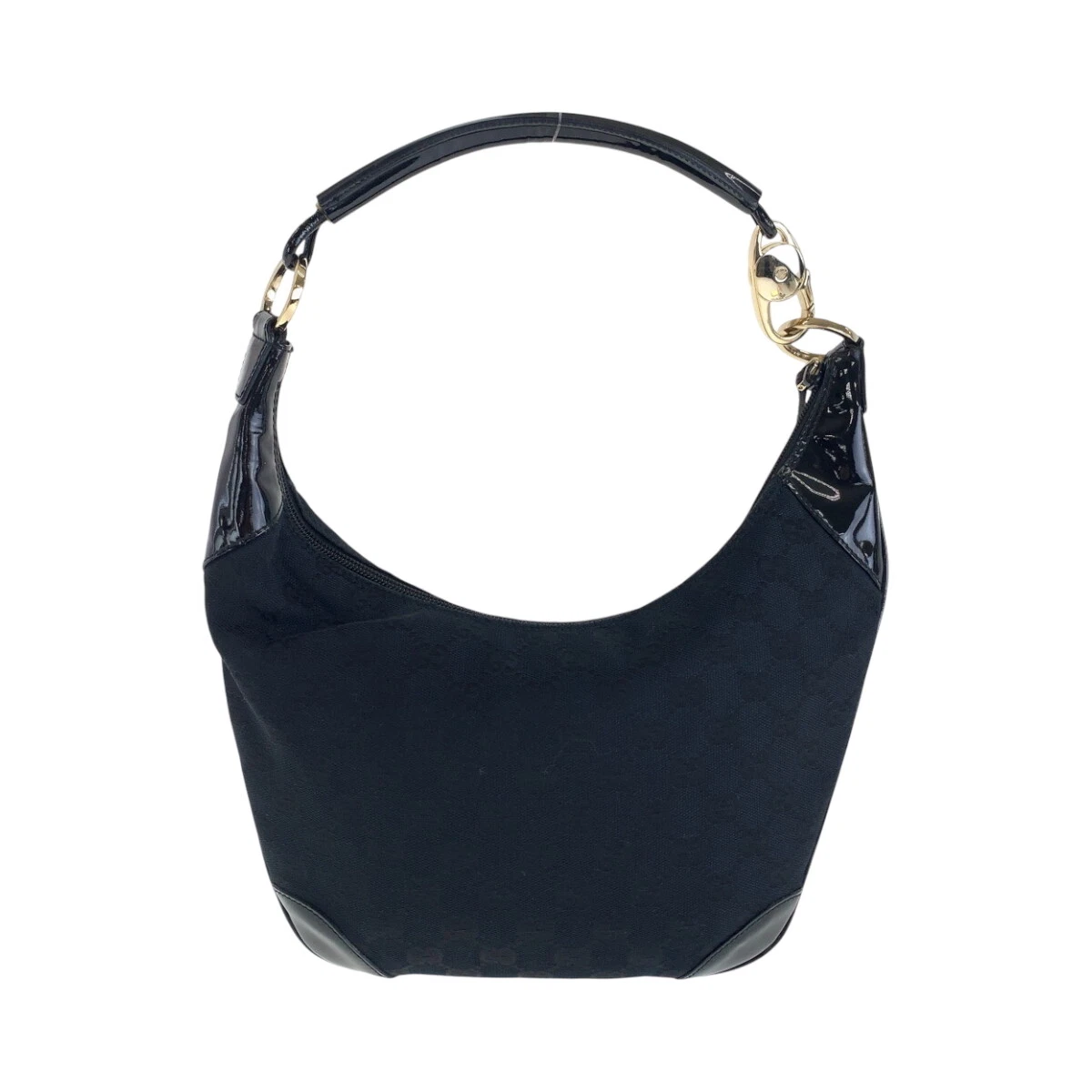 Sac bandoulière GUCCI 001 4158 Hobo One noir noir or quincaillerie toile GG