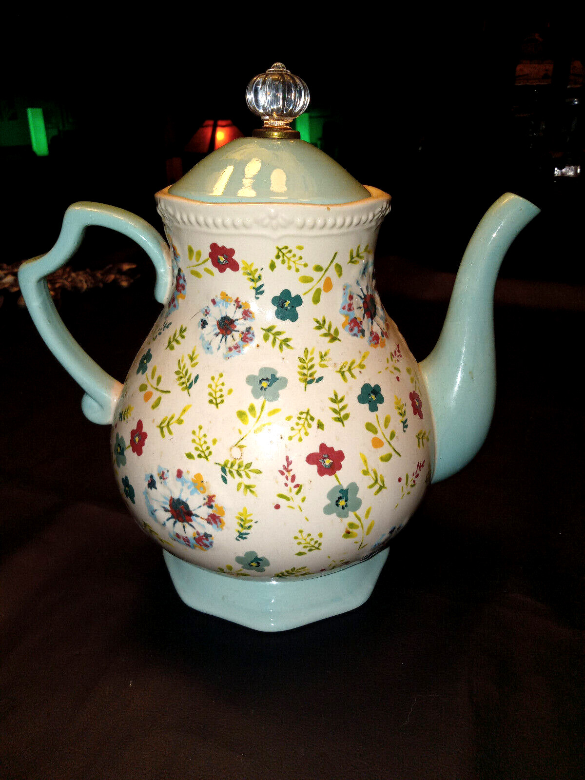 The Pioneer Woman TeaPot / Coffee Pot Blue Floral 2.7 Quart Unused