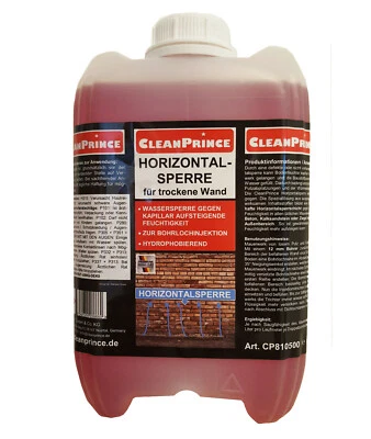 CLEANPRINCE Barriera Secco Parete 5 Litro Liquido Contro Umidità IN Muratura