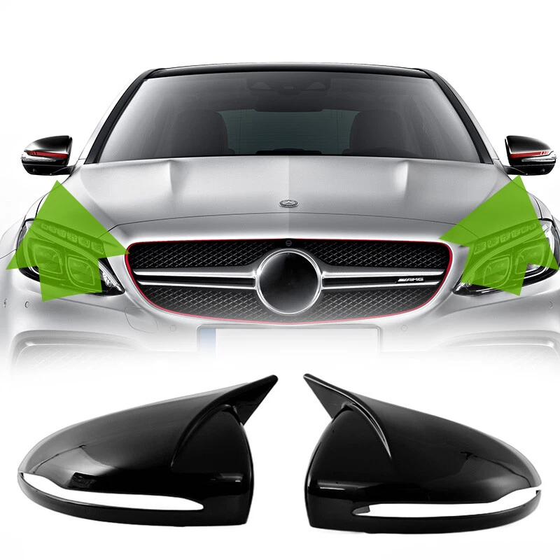 OX Horn Gloss Black Mirror Cover Caps For Mercedes C Class W205 Sedan 2015-2019