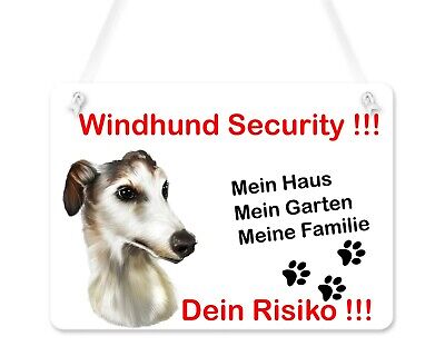 wetterfestes Schild  « WACHHUND Greyhound Windhund » Türschild Hund 22 x 8 cm