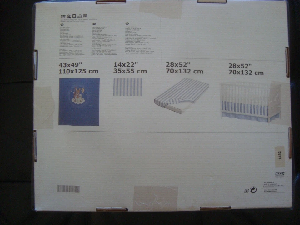 IKEA DISEÑO ROPA DE CAMA 4 PIEZAS GUARDERÍA NIÑO BEBÉ NIÑO PEQUEÑO CONJUNTO AZUL BLANCO RAYAS NUEVO Foto 4 de 4