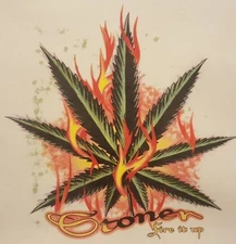 STONER FIRE IT UP POT WEED MARIJUANA LEAF MARY JANE SHIRT #MJ-14 POCKET