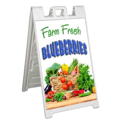 FARM FRESH BLUEBERRIES Signicade 24x36 Aframe Sidewalk Sign Banner Decal