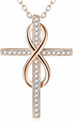 Rose Gold plated Infinity Cross Pendant 