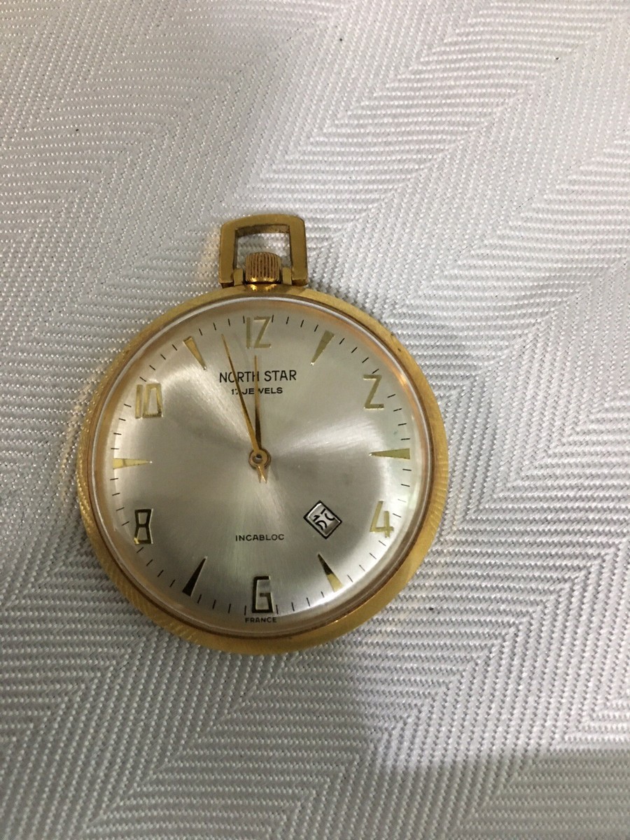 Vintage North Star Date Opened Face Gold Plated Pocket Watch