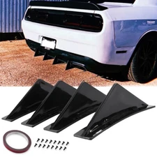 For Dodge Challenger R/T Rear Bumper Diffuser Shark 4 Fins Spoiler Lip Splitter