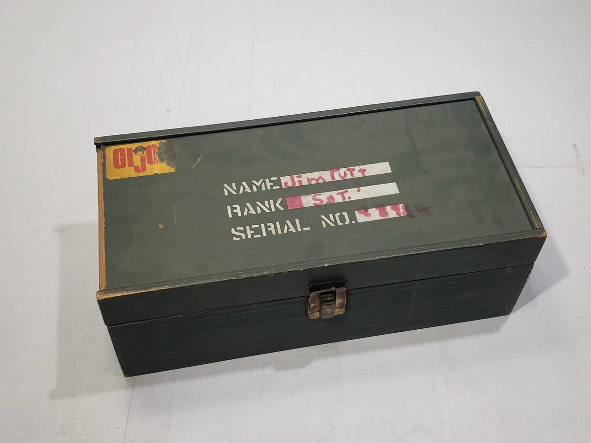 Vintage GI Joe Wooden Footlocker Trunk Carrying Case Rope Handles