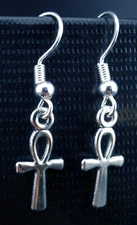 Ankh Earrings Sterling Silver Ear Wires Egyptian Cross Life Ancient Symbol Luxor