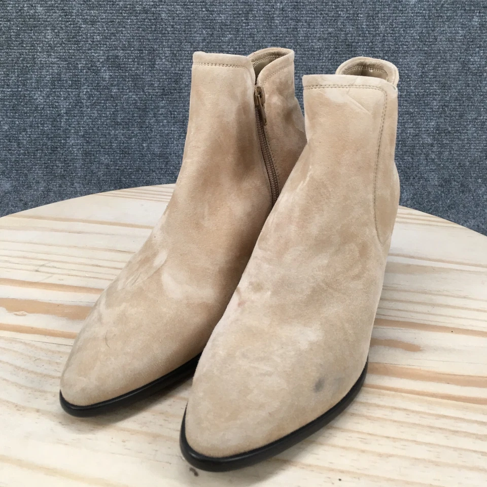 Van Eli Boots Womens 10 M Ilyse Camel Ankle Booties Tan Suede Zip Block Heels - Image 2 of 4
