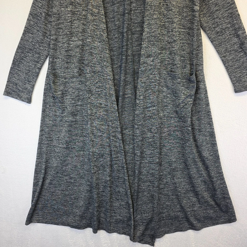 Cárdigan LuLaRoe Maxi Plumero Mujer M Gris Frente Abierto Bolsillos Elásticos Suéter Foto 4 de 4