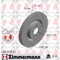 Zimmermann 2X Bremsscheibe Vorne Ø325 Mm InnenbelüFtet Gelocht FüR Land Rover