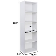 Modern 5-Tier Bookshelf Organizer MDF Storage Bookcase Bookshelf for Home Office