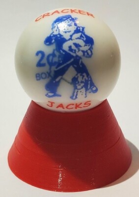 A Nice Cracker Jack 1'' Glass Logo Marble w/ Stand