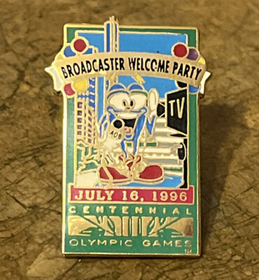 1996 Olympic Lapel Pin ~ IZZY ~ Broadcaster Welcome Party ~  Media TV ~ July 18
