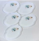 Set of 5 Vintage Federal Milk Glass Atomic Flower Snack Plates