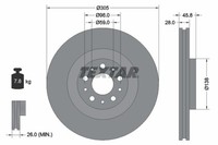 2X Bremsscheibe PRO Textar 92237603 FüR Fiat Combo 500L Doblo Opel X12 Tour Cdti