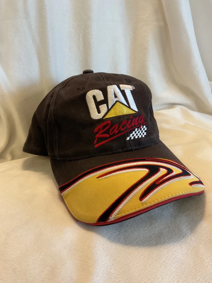 De colección Años 90 CAT RACING NASCAR Sombrero 22 Ward Burton Marrón Amarillo Snapback Gorra Sombrero Foto 2 de 4
