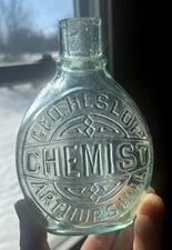 NICE AQUA TURTLE NURSER BOTTLE GEO. HESLOP CHEMIST ARTHUR'S HILL 1890'S ERA L@@K