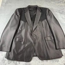 Circle S Blazer Mens 54L Black Western Sport Coat Suede Yoke Cowboy Rodeo Rockab