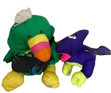 Fisher Price Vintage Puffalump Dinosaur Toucan Plush 1992 1987 Lot of 2 Work