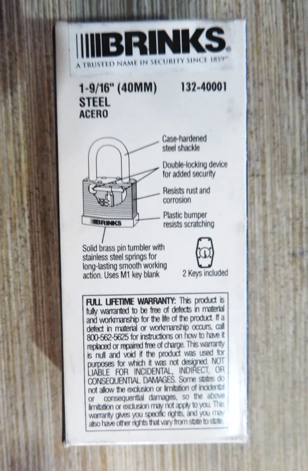 Brinks 40mm / 1-9/16 High Security Steel Laminated Padlocks Set of 6 Keyed Alike - Image 2 of 4