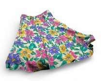 Vtg Homemade Floral Midi Skirt Size 28 Button Side Colorful Small/ Medium
