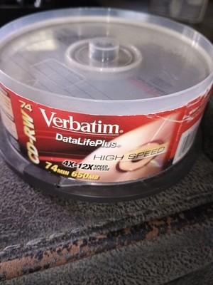 Verbatim 25 Pack DataLifePlus CD-RW 4X 12X 75 MIN 650MB (OPEN PACKAGE)