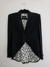 Emporio Armani Women's Black Tuxedo Blazer Acetate/Viscose W/Printed Lining Sz 2