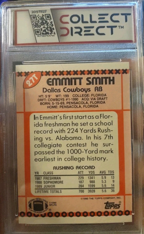 1990 Topps negociado - Emmitt Smith #27T (RC) Foto 2 de 2