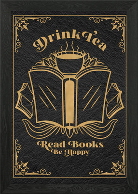 Tee trinken Bücher lesen gerahmtes Wandbild Poster Leinwanddruck Bild