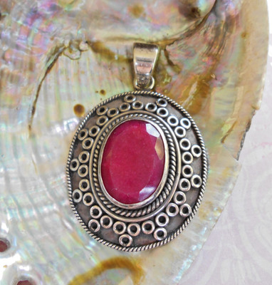Samuel Benham BJC Sterling Silver Bali Style Ruby Pendant    5982