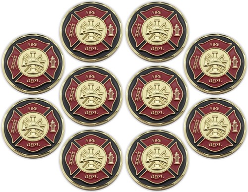 Firefighter Coin, Bulk Pack of 10 Psalm 91 Pocket Tokens of Protection and Ap...