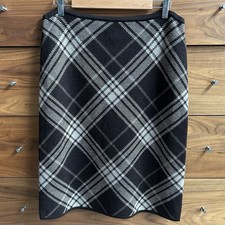 Vintage 90  s Y2K Merino Wool Plaid Skirt Jones New York Cream Bown Large