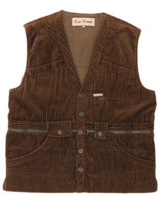 ESSE EMME  Mens Corduroy Gilet IT 48 Medium Khaki Cotton AK06