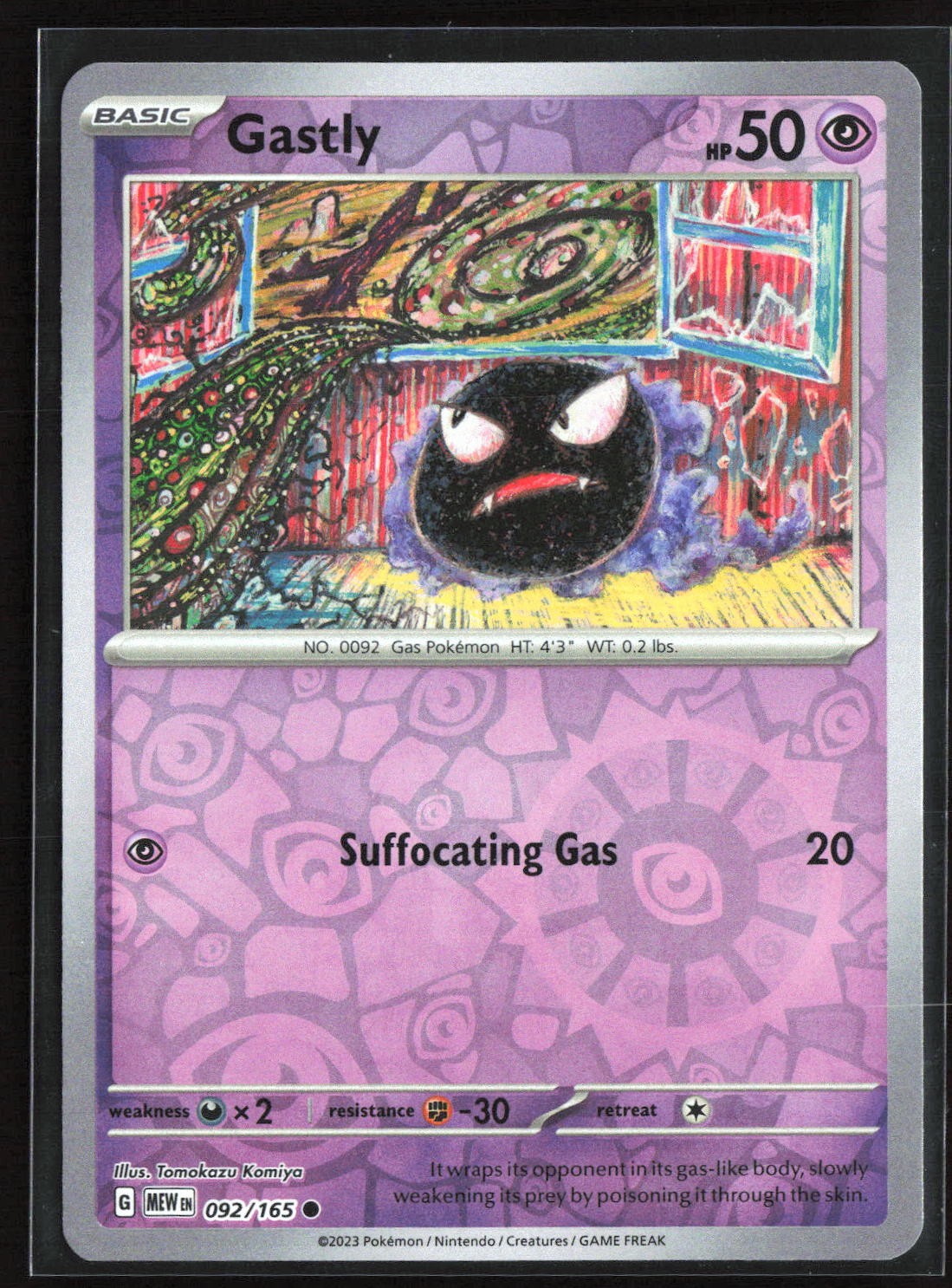 Pokemon TCG - Gastly Reverse Holo Common SV: Scarlet & Violet 151 092/165 NM