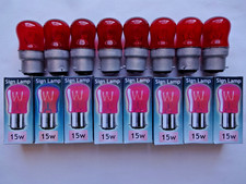 Image of 8x 15w Harlequin Red B22 BC Bayonet Sign Pygmy Lamps Dimmable Incandescent Bulbs