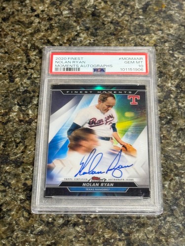 Nolan Ryan 2020 finest moments auto autograph Psa 10