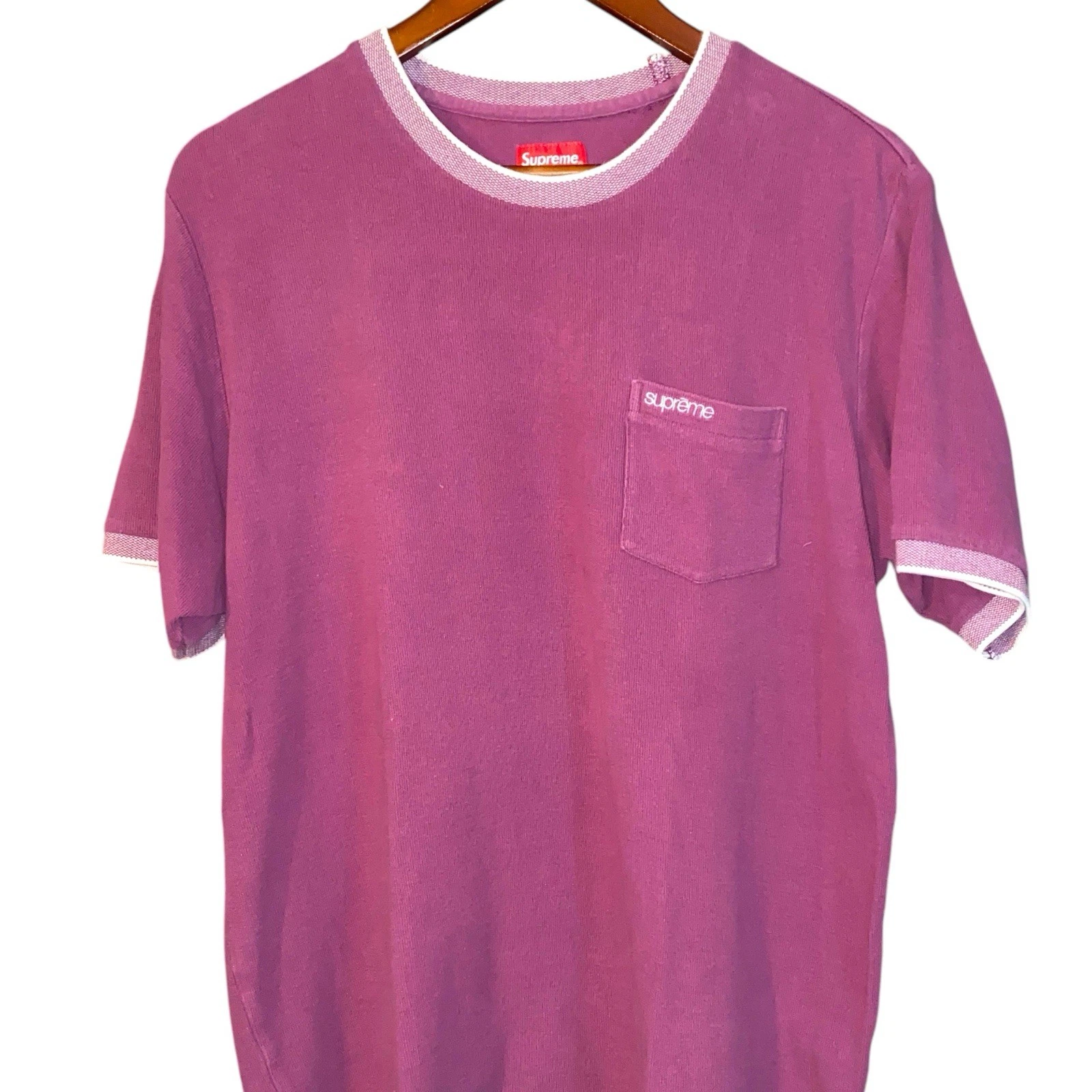 T shirt poche surteint SUPREME violet vieilli taille L