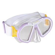 Junior Snorkel Mask for Kids, White and Purple Scuba Diving Mask, Anti-Fog