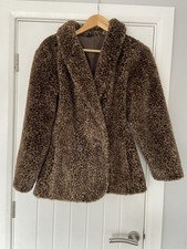 Vintage Leopard Print Coat Faux Fur Jacket   Size 10   Made in UK - Retro Mod