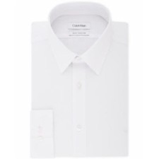 Calvin Klein Mens Slim Fit Stretch Dress Shirt in White Size Medium