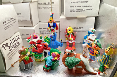 11 VTG. 1992-93  GROLIER Jim Henson Sesame Street Christmas Ornaments c65