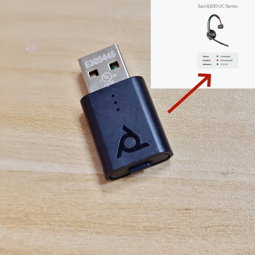 Plantronics Poly UC D400-M USB-A USB dongle receiver for Savi 8200 UC Series