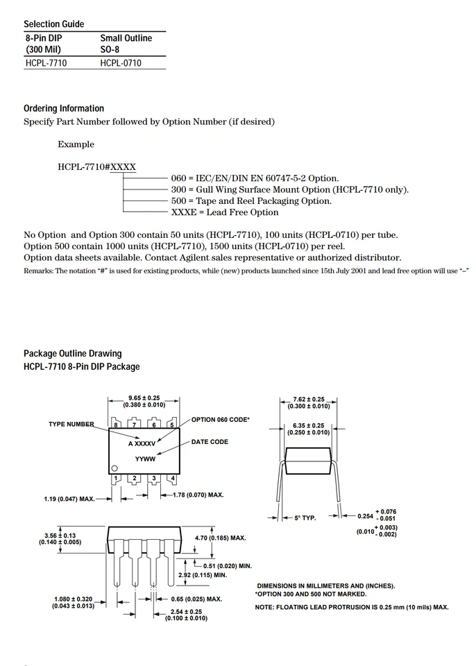1X HCPL-7710 A7710 Agilent High Speed CMOS Optocoupler 12Mb/s 3750Vrms DIP-8 - Image 3 of 4