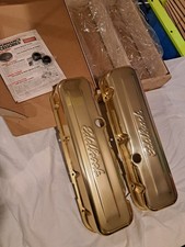 Vintage Edelbrock Gold Anodized Aluminum Valve Covers Bbcbig Block Chevy .