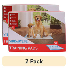  2 pack Vibrant Life Training Pads, Dog  Puppy Pads,XL, 26 in x 30 in,75 Count