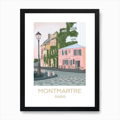 La Maison Rose, Montmartre, Paris A Framed Wall Art Poster Canvas Print Picture
